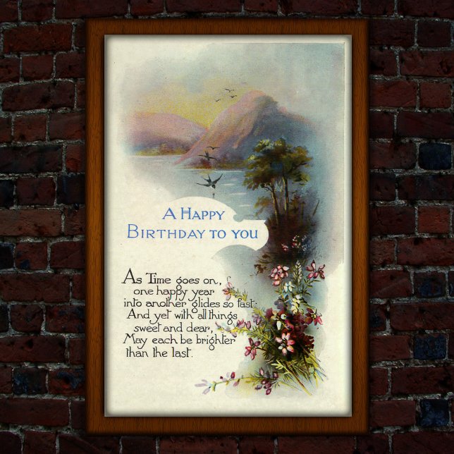 Poster Vintage Birthday 1917 Lake Swallow (Criador carregado)