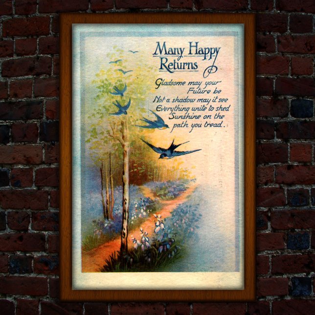 Poster Vintage Birthday 1917 Swallow (Criador carregado)