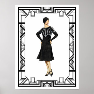 Poster Vintage Black and White 1930 Sweater Dress