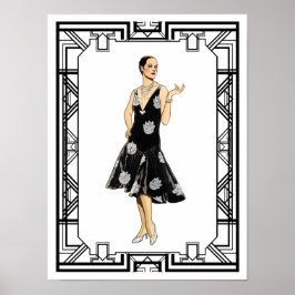 Poster Vintage Black and White 1930s Beaded