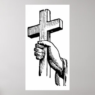 Póster Vintage Black and White Christian Easter Cross