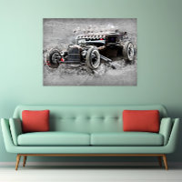 Vintage Black Car Eterno Automobile Art