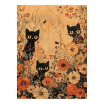Vintage Black Cat Trio