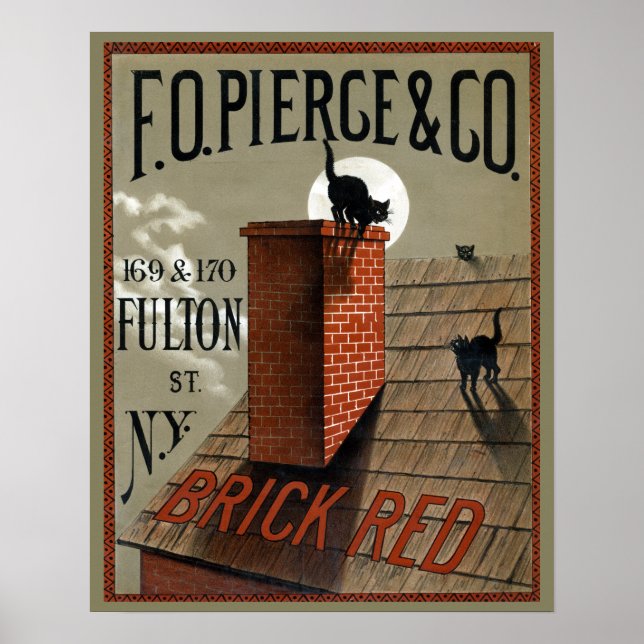 Póster Vintage Black Cats no Anúncio à Lua (Frente)