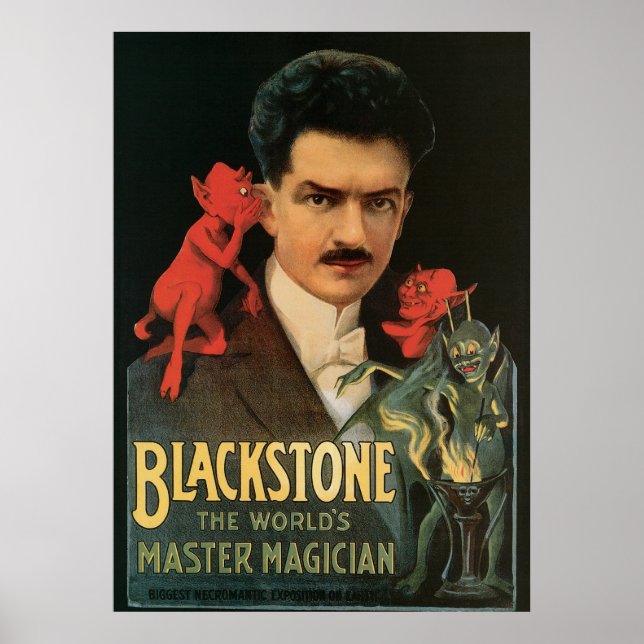 Póster Vintage Blackstone O Mágico Mestre do Mundo (Frente)