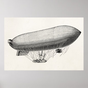 Póster Vintage Blimp Antigo Zeppelin Retro Ar Quente Balã