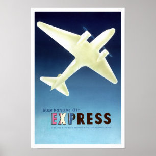 Poster vintage Blue Danúbio Air Express 1936