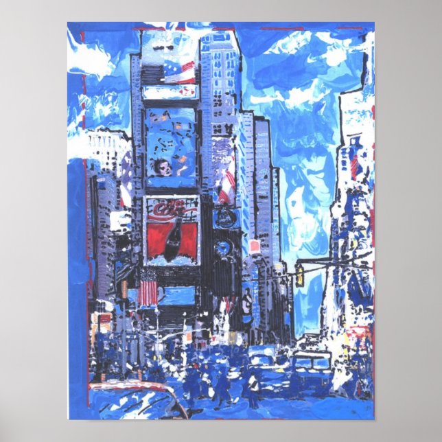 Poster Vintage blue e black watercolor times quadrado nyc (Frente)