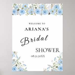 Poster Vintage Blue Floral Weding Sign