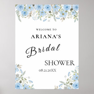 Poster Vintage Blue Floral Weding Sign