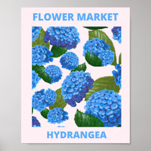 Poster Vintage Blue Hydrangea Flower Market