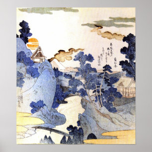 Póster Vintage Blue Japan Woodblock Art Ukiyo-E