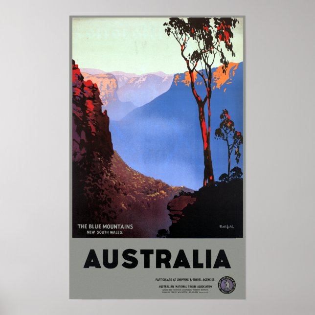 Poster Vintage Blue Mounties Austrália Viagem (Frente)