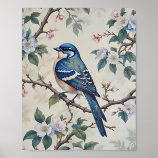 Poster Vintage Bluebird & Blossoms Wall Art
