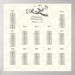 Póster Vintage Bluebird Coral e Blue Seating Chart