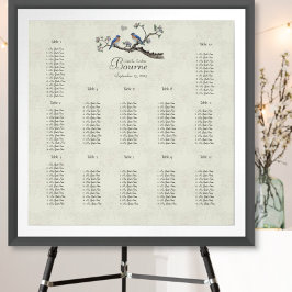 Póster Vintage Bluebird Coral e Blue Seating Chart