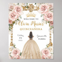 Vintage Blush Pink Champagne Quinceañera Floral