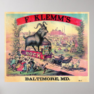 Poster Vintage Bock Beer Ad 1890