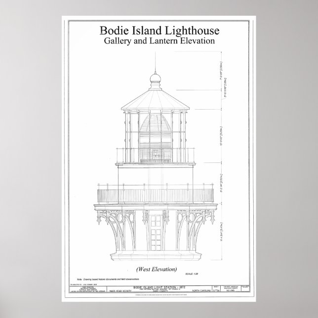Poster Vintage Bodie Island Lighthouse Blueprint (Frente)