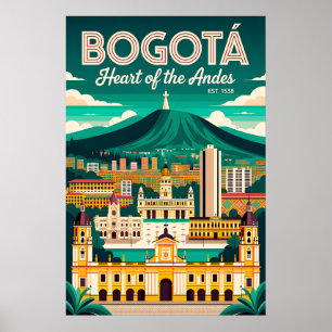 Poster Vintage Bogotá Colômbia Coração dos Andes Retro 