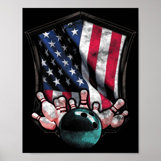 Poster Vintage Boliche American Flag Boliche (Frente)