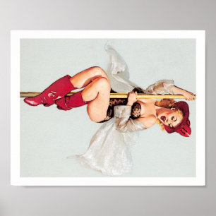 Poster Vintage bombeiro vomitador com pino de vara