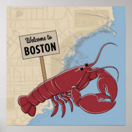 Poster Vintage Boston Massachusetts, bem-vindo a Boston