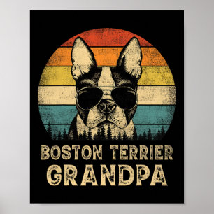 Poster Vintage Boston Terrier Grandpa Dog Amava Pai e#