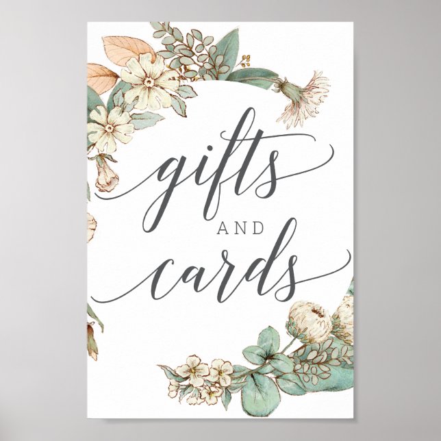 Poster Vintage Botanicals Presente e Cartões - Sinal (Frente)