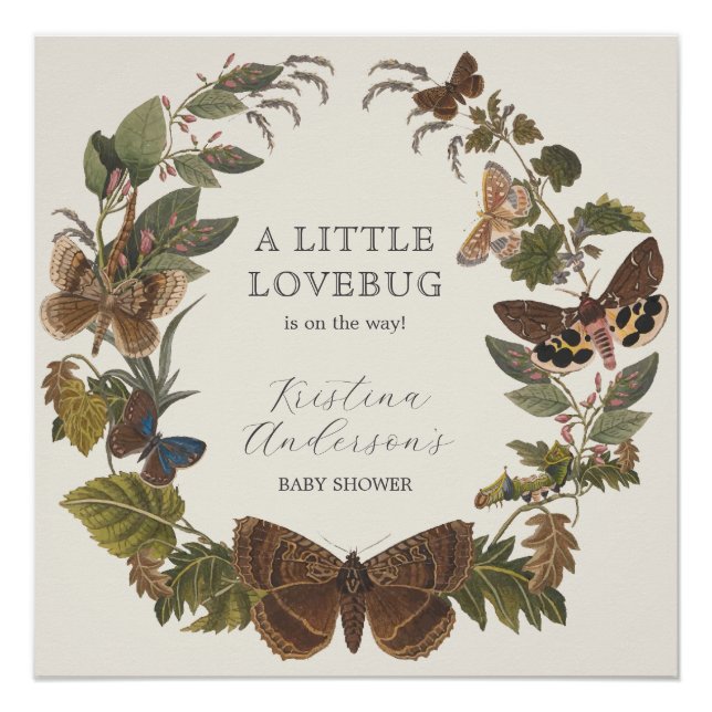 Póster Vintage Botanland Chá de fraldas Bem-vindo (Frente)