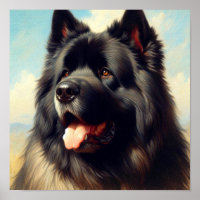 Vintage Bouvier des Flandres Painting
