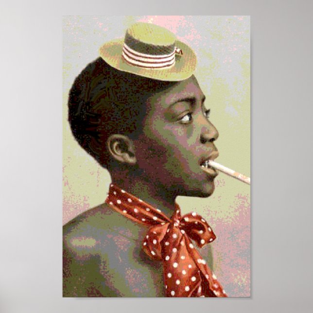 Poster Vintage Boy Black America com charuto (Frente)