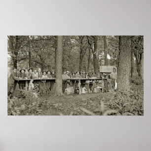 Poster Vintage Boy Scout Troop Camping Foto de 1920