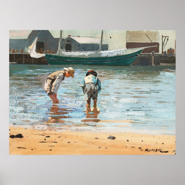 Poster Vintage Boys Wading By Winslow Homer (1873) (Frente)