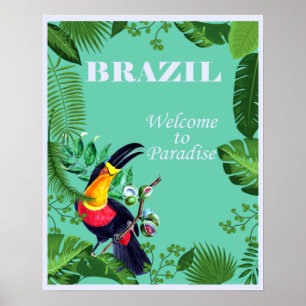 Poster Vintage Brasil Bem-vindo ao Viagem do Paraíso