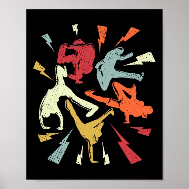 Poster Vintage Break Dancing Bboy Possui Hip Retro (Frente)