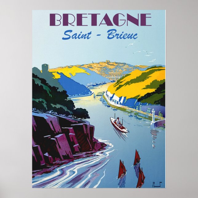 Poster Vintage Bretagne - Brittany France (Frente)