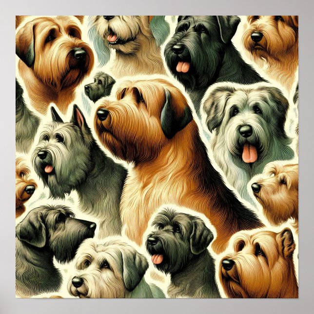 Poster Vintage Briard Dog Seamless (Frente)