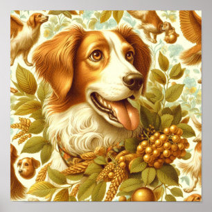 Poster Vintage Brittany Dog Painting