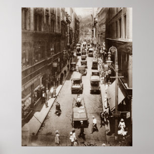 Poster Vintage Bromfield Street Boston Massachusetts 1916