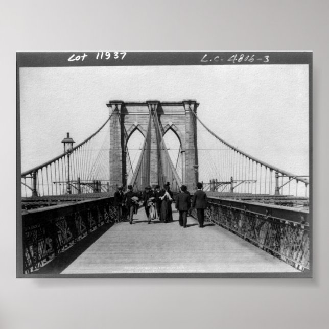 Póster Vintage Brooklyn Bridge Nova Iorque NY 1898 (Frente)
