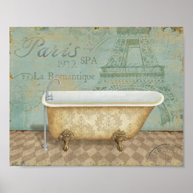 Póster Vintage Brown French Bathtub (Frente)