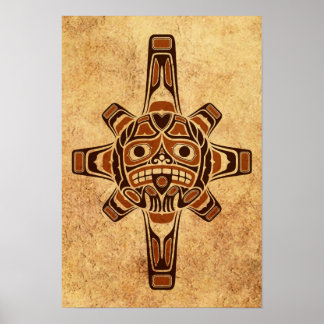 Póster Vintage Brown Haida Sun Mask