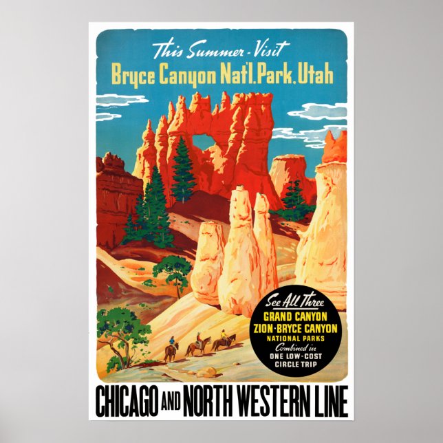 Poster Vintage Bryce Canyon National Park Viagem (Frente)