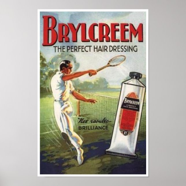 Póster Vintage Brylcreem Man Tocando Tênis (Frente)