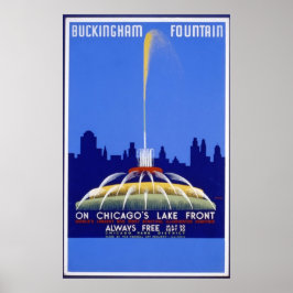 Poster vintage Buckingham Fountain Chicago