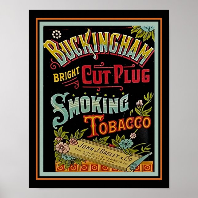Poster Vintage Buckingham Plug Cigarro Advertimento (Frente)