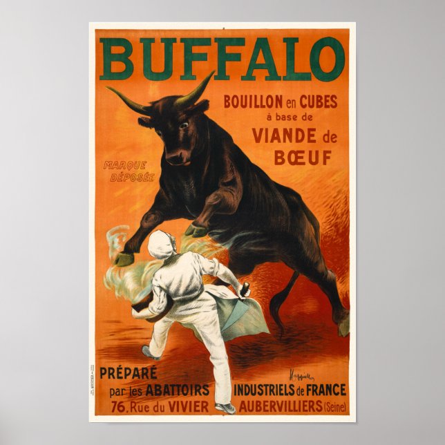 Poster vintage Buffalo França 1900 (Frente)