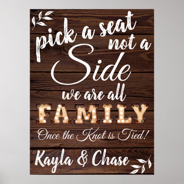 Poster Vintage Bulbs Escolha um Sinal de Assento (Frente)