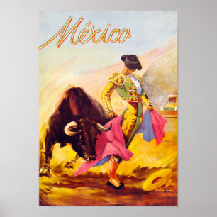 Poster vintage Bull Fighter do México Restaurado